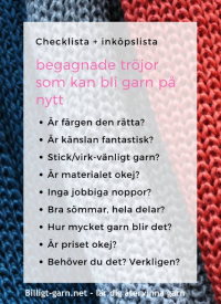 Checklista för att återvinna garn från begagnade tröjor