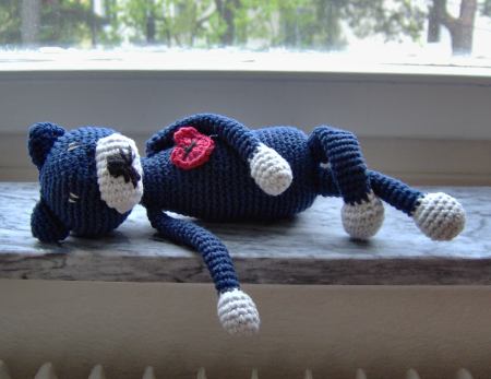 Hjärtekatt, i lämpliga garn till amigurumi-virkning