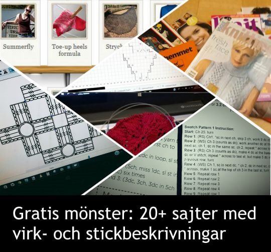 Gratis beskrivningar: Här är de bästa länkarna till gratis stickmönster och virkmönster, särskilt för dig som använder återvunna garn, reagarn, mysteriegarn.