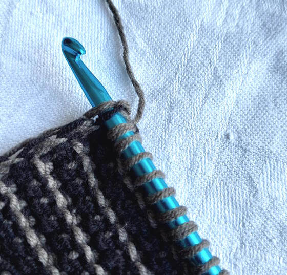 Förslag till kantmaska för resår i krokning.