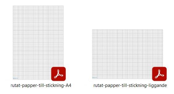 Ladda ned rutat papper för stickning, i liggande och stående A4-format. (PDF-filer) Ladda ned rutat papper för stickning, i liggande och stående A4-format. (PDF-filer)