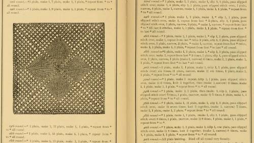 Beskrivning på stickad ruta från 1886