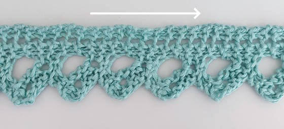 12 m hög kantspets, från vänster till höger.