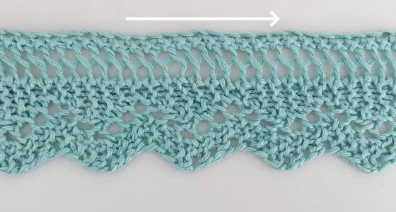 13 m hög spetskant, från 1846, stickmönster och -diagram.