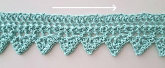 Uddspets från 1848, stickad från vänster till höger.