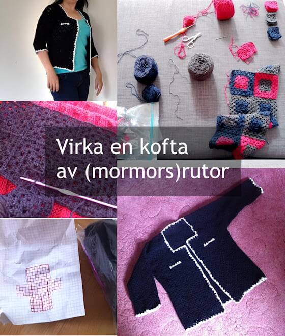 Virka en kofta av mormorsrutor eller andra virkade rutor